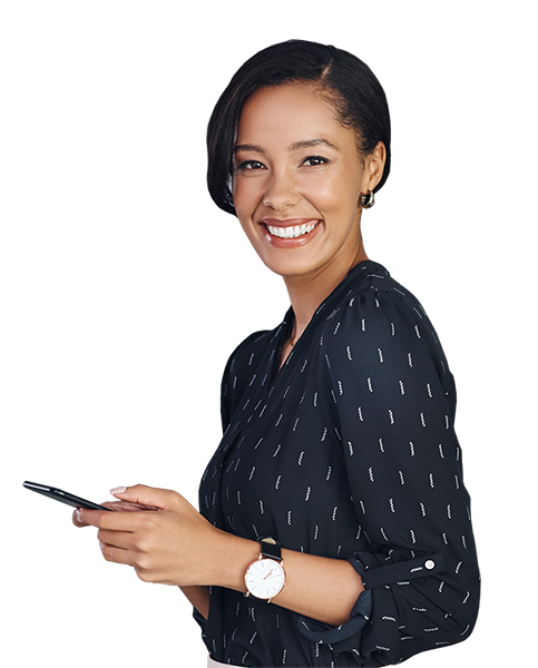 ESS Clinical Contact Us Explora a Parntership Woman with Cell Phone v2